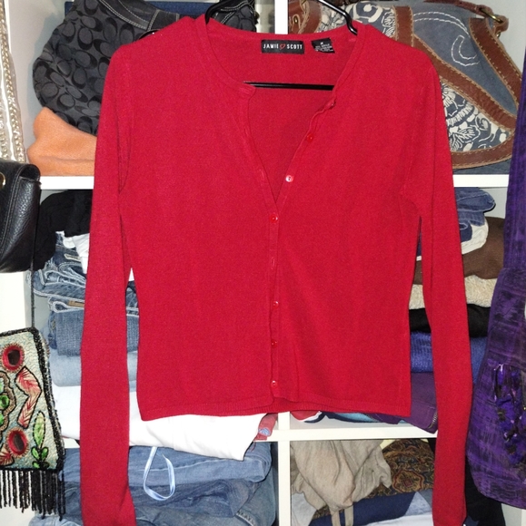 jamie scott Tops - Jamie Scott red cardigan Medium